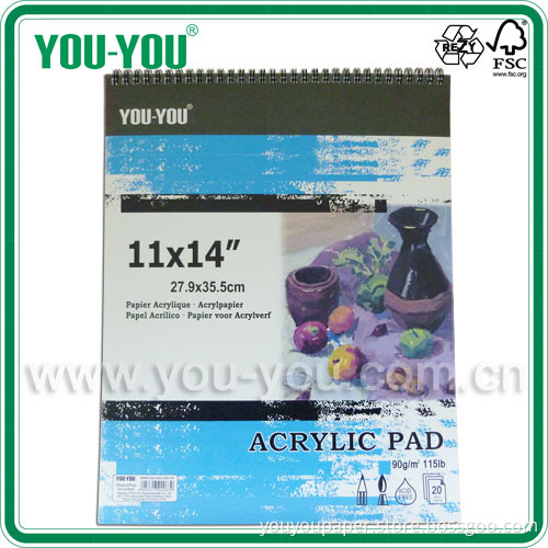 Acrylic Pad/Drawinhg Pad 11*14 Inch, 20 Sheets, 190 GSM (AW14-20-190)